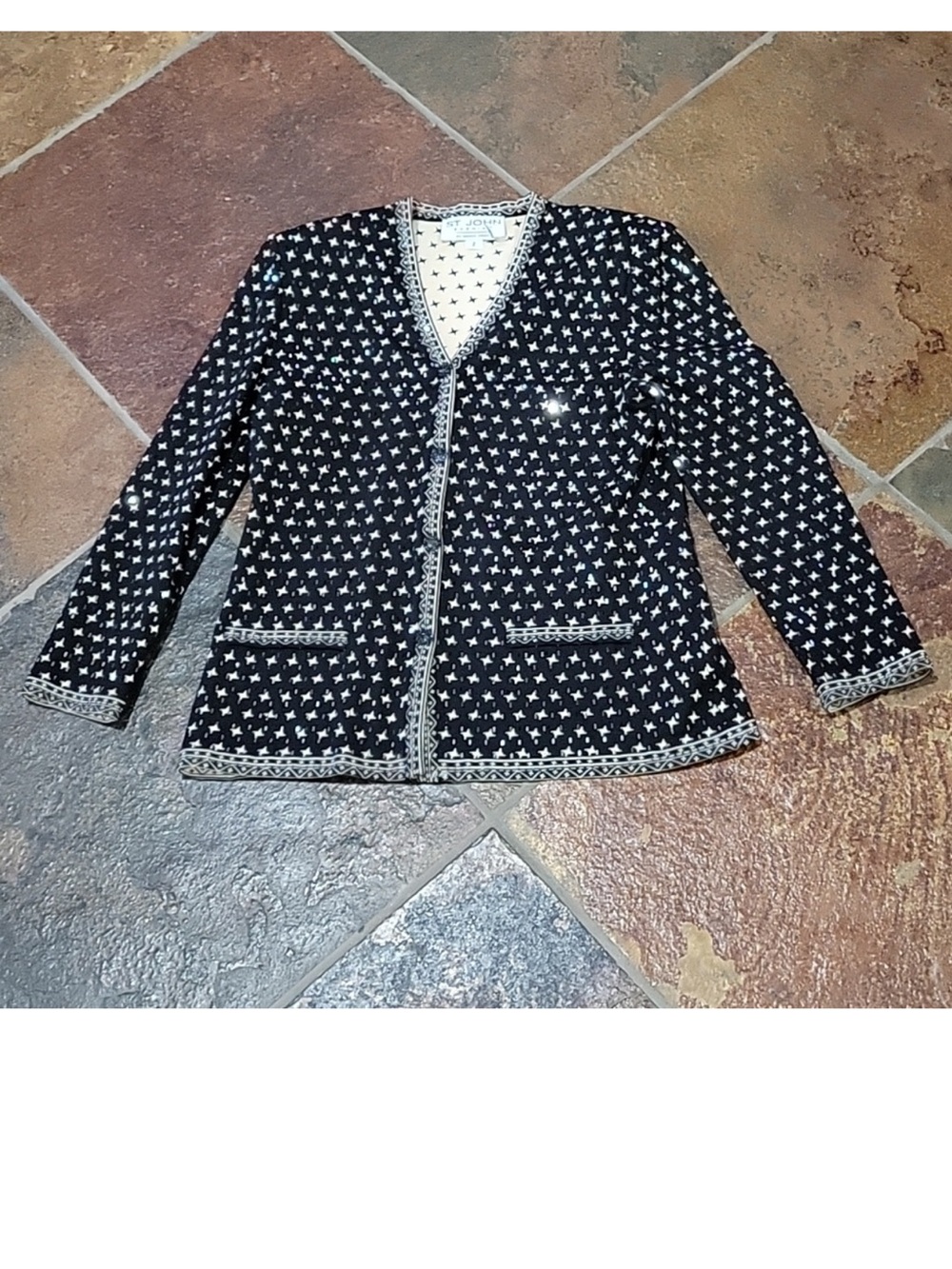 St. John Evening Marie Gray Sequined Cardigan Jacket Size 2
